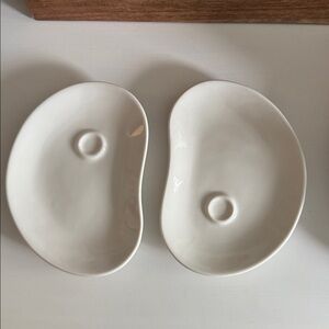 Starbucks Kidney Bean Shaped Dessert Plates (2) Add Your Own Starbucks Mugs